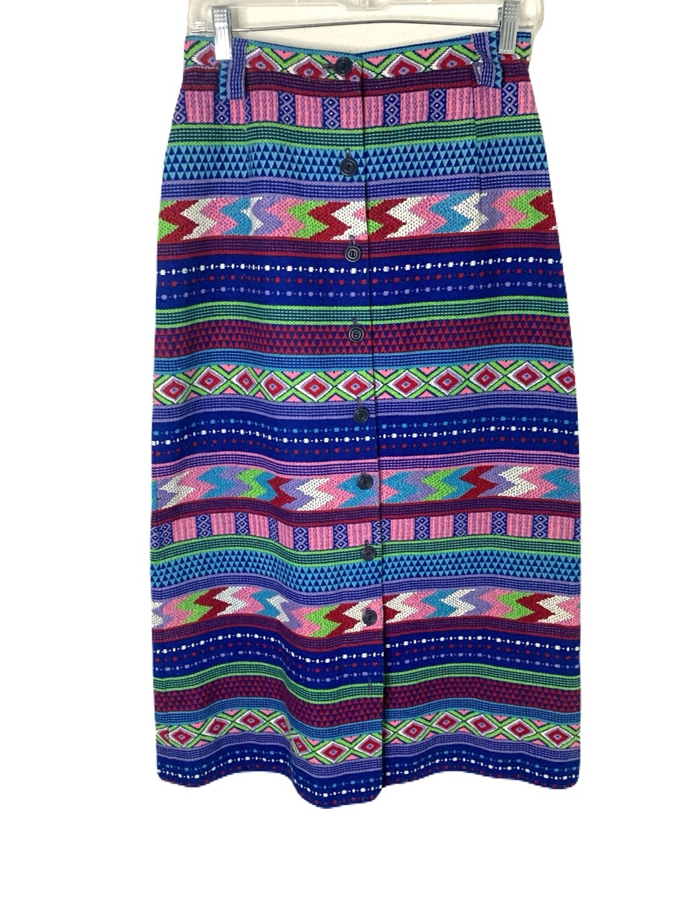 Vintage 70s/80s Colorful Button Southwestern Aztec Country Western Maxi Skirt